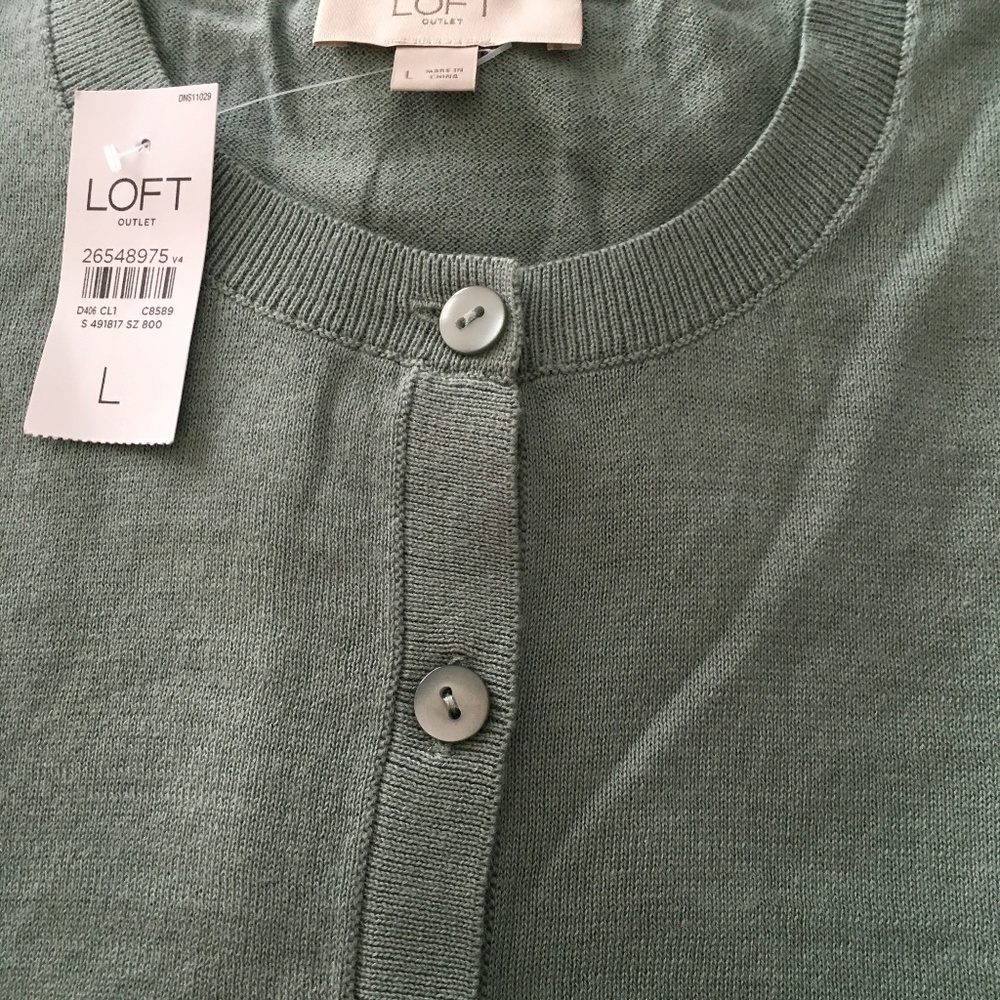 LOFT Outlet Sage Green Cardigan Sweater.